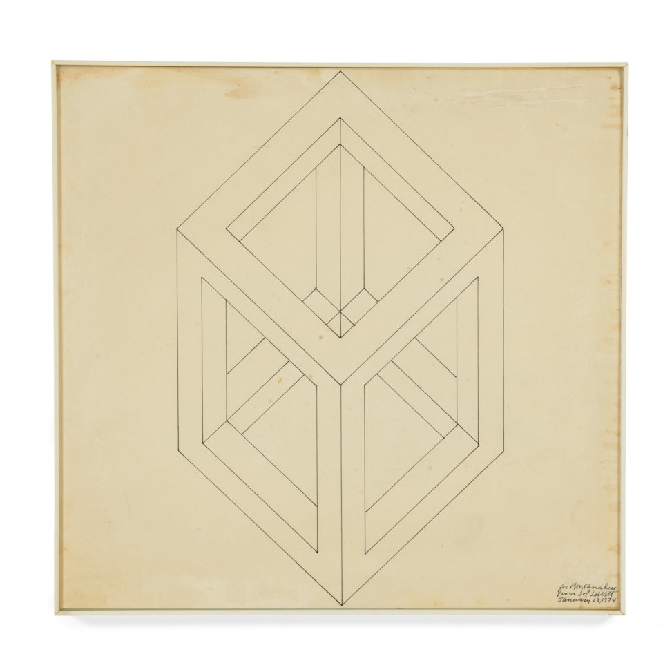 Open Cube Drawing by Sol LeWitt