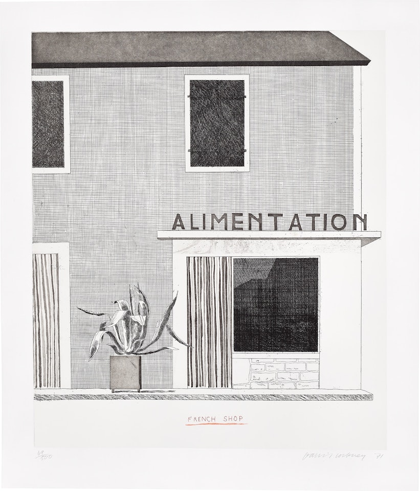 French Shop (S.A.C. 122, M.C.A.T. 112) by David Hockney