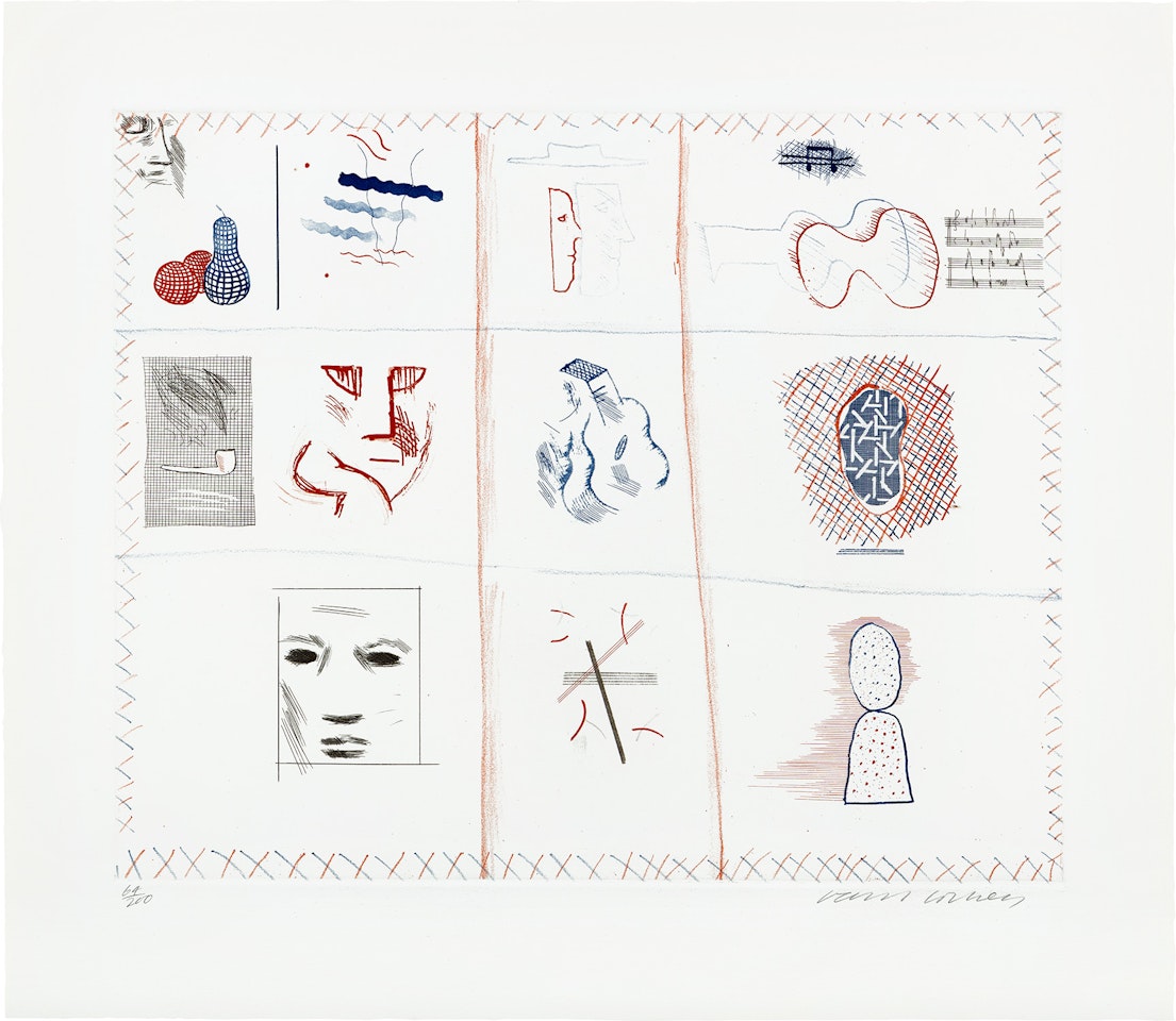 Franco-American Mail, plate 5 from The Blue Guitar (S.A.C. 203, M.C.A.T. 182) by David Hockney