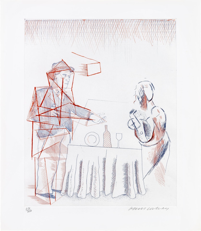 Figures with Still Life, plate 10 from The Blue Guitar (S.A.C. 208, M.C.A.T. 187) by David Hockney