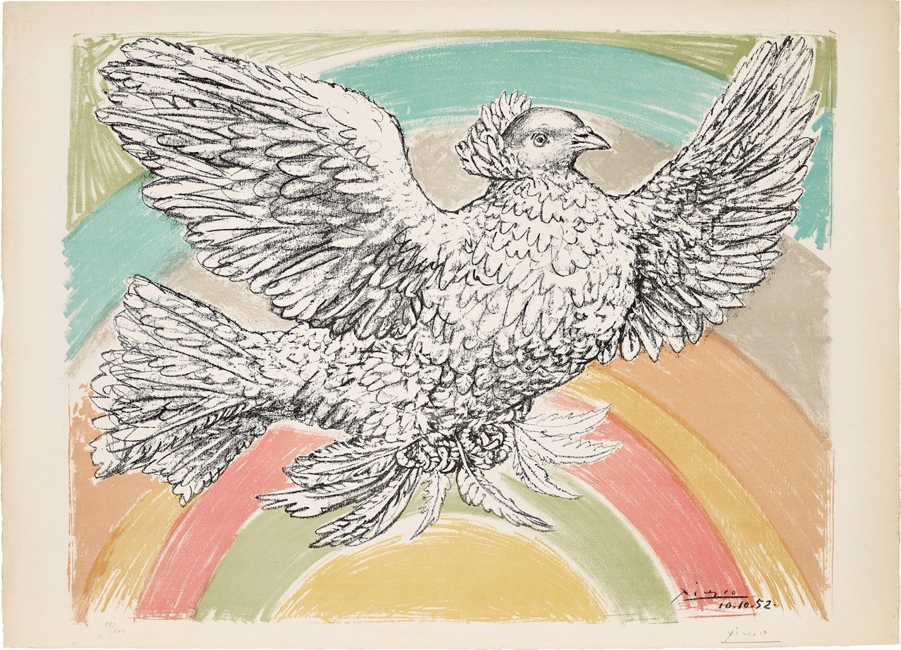 Colombe volant (à l'Arc-en-ciel) (Flying Dove in a Rainbow) (Bl. 712, M. 214) by Pablo Picasso