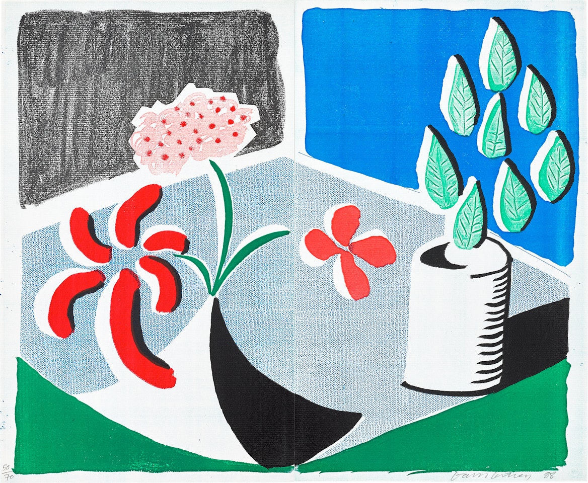 Red Flowers and Green Leaves, Separate, May by David Hockney