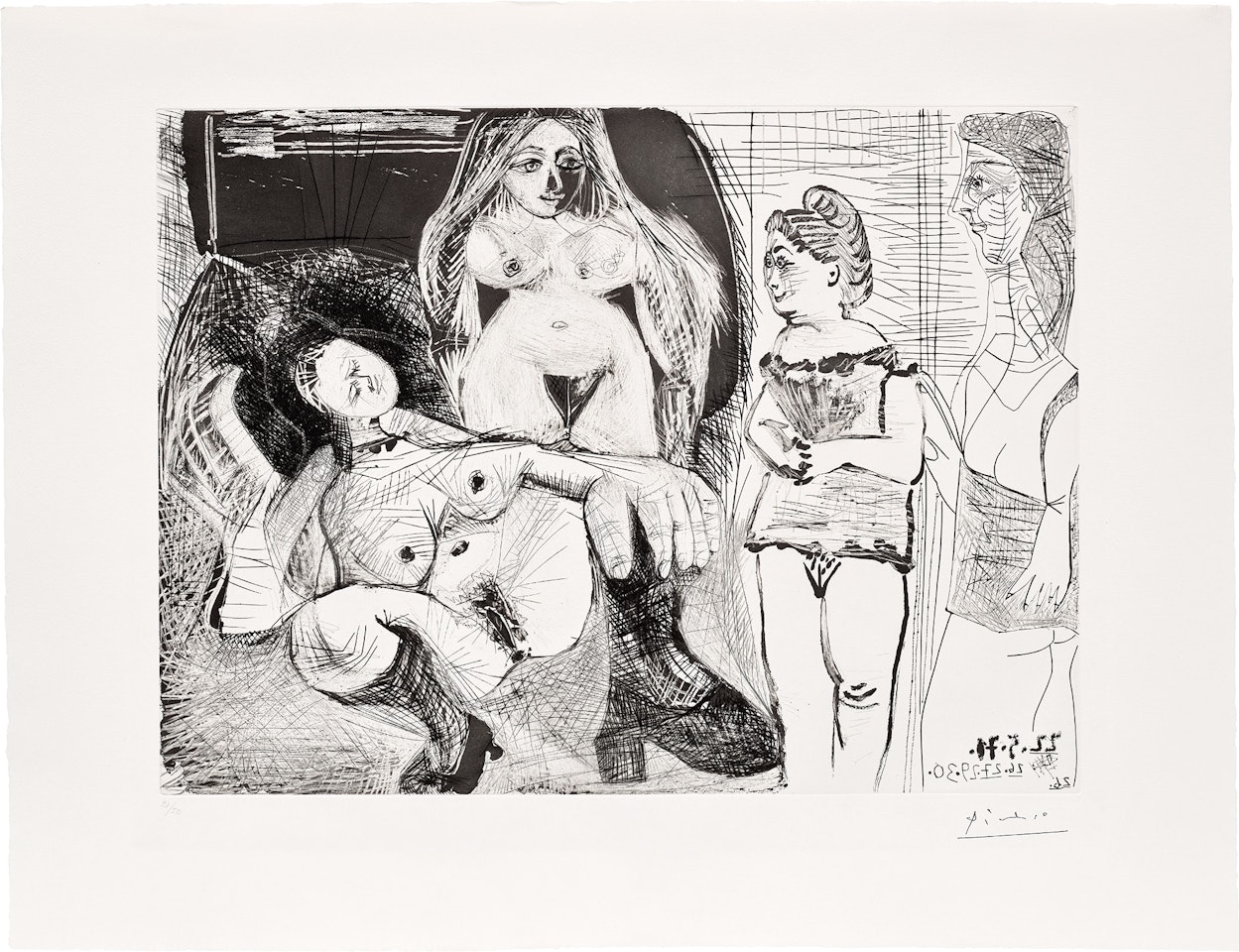 Filles entre elles, la sous-maîtresse (The Women Amongst Themselves, the Madam), plate 134 from Séries 156 (Bl. 1989, Ba. 1999) by Pablo Picasso