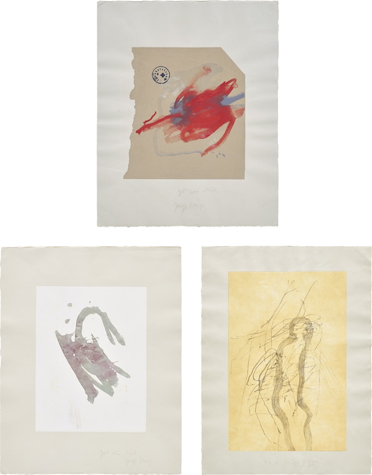 Suite Schwurhand (Suite Oath Hand): three plates (S. 345, 361, 363) by Joseph Beuys