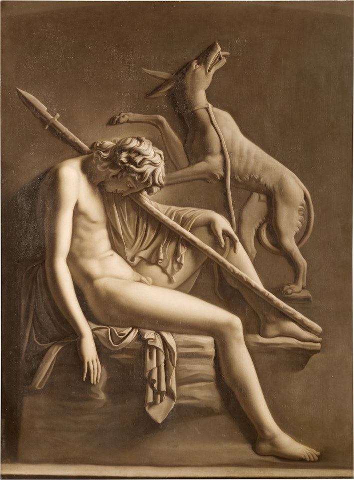 Endymion sleeping with his dog beside him by Italian School