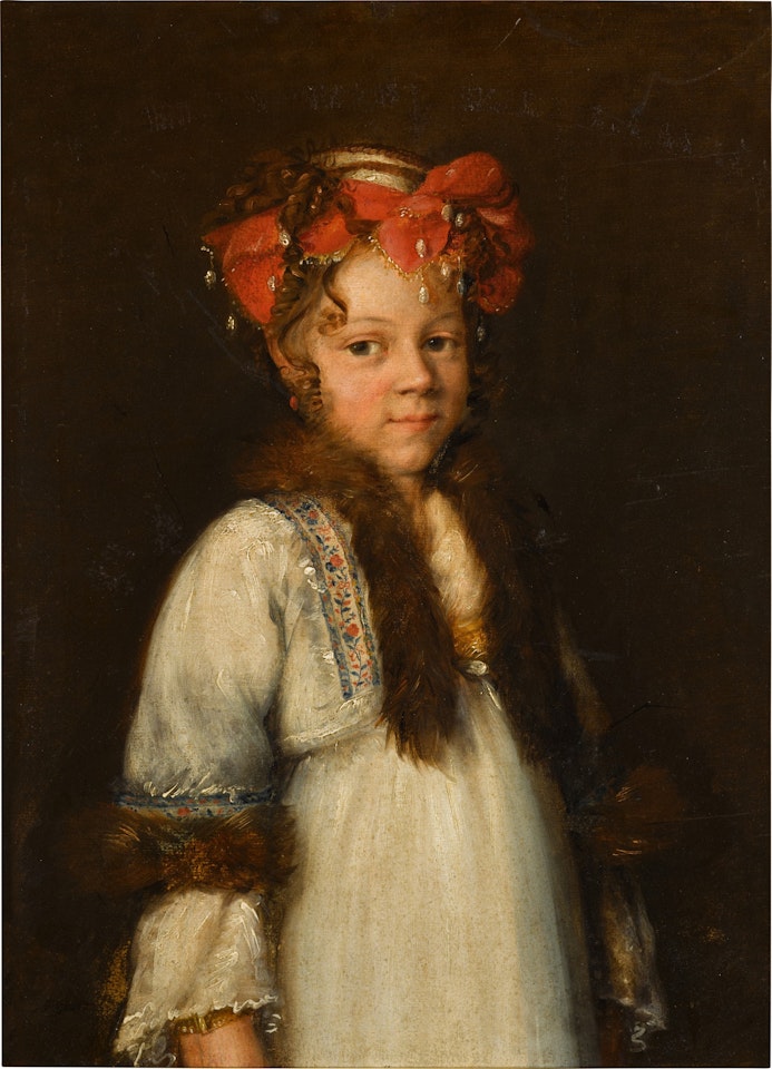 Portrait of an elaborately dressed girl by Russian School