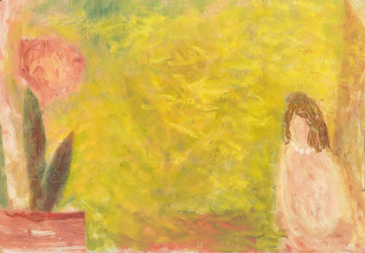 Girl with Flower by Mary Newcomb
