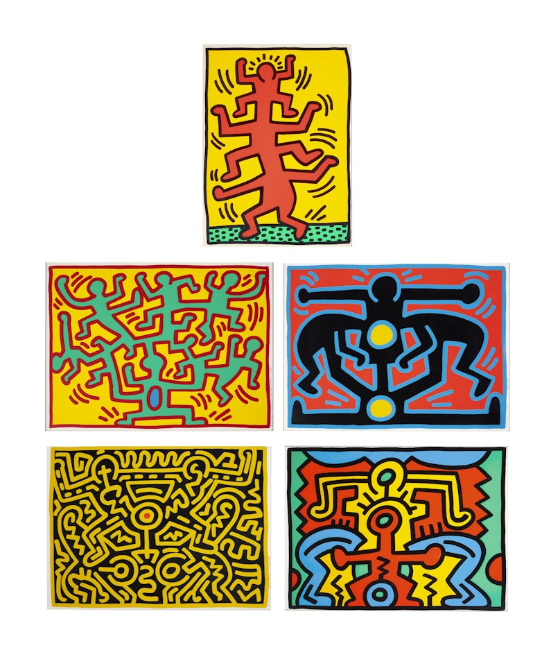 Growing (Full Set of 5) by Keith Haring