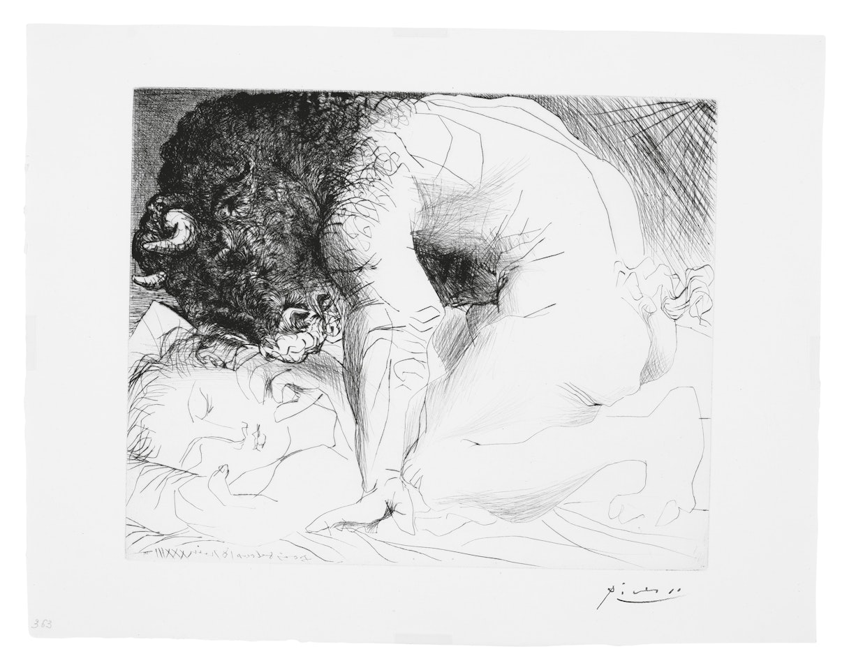 Minotaure caressant une dormeuse, from La Suite Vollard by Pablo Picasso