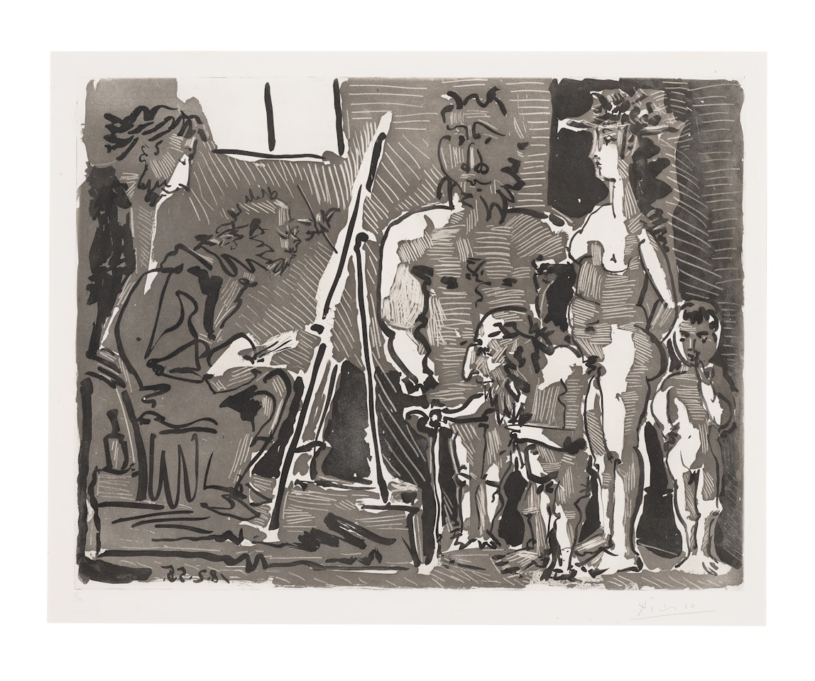 Visiteurs divins à l'atelier by Pablo Picasso