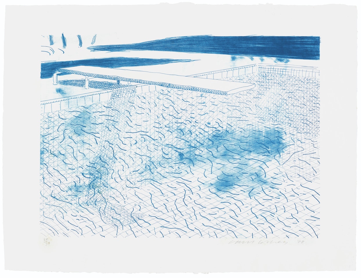 Lithograph of Water Made of Lines by David Hockney