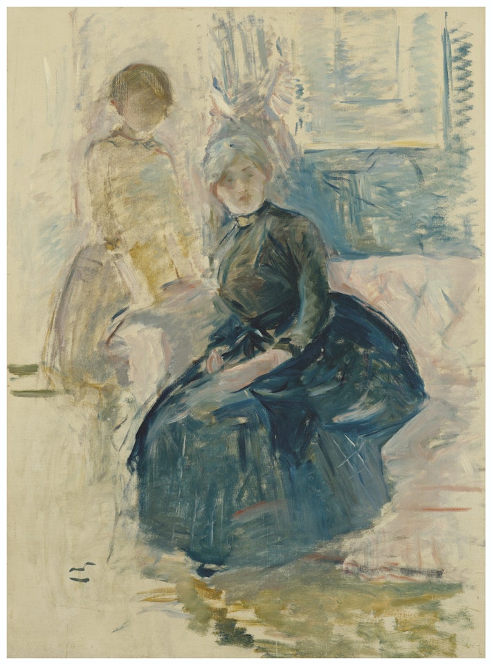 Berthe Morisot et sa fille devant une fenêtre by Berthe Morisot