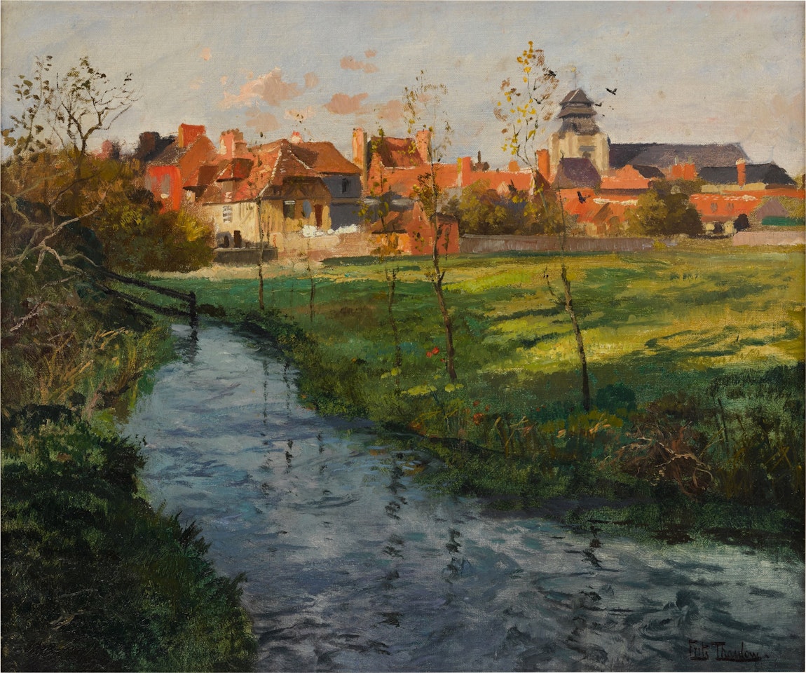 Village by a Stream by Fritz Thaulow