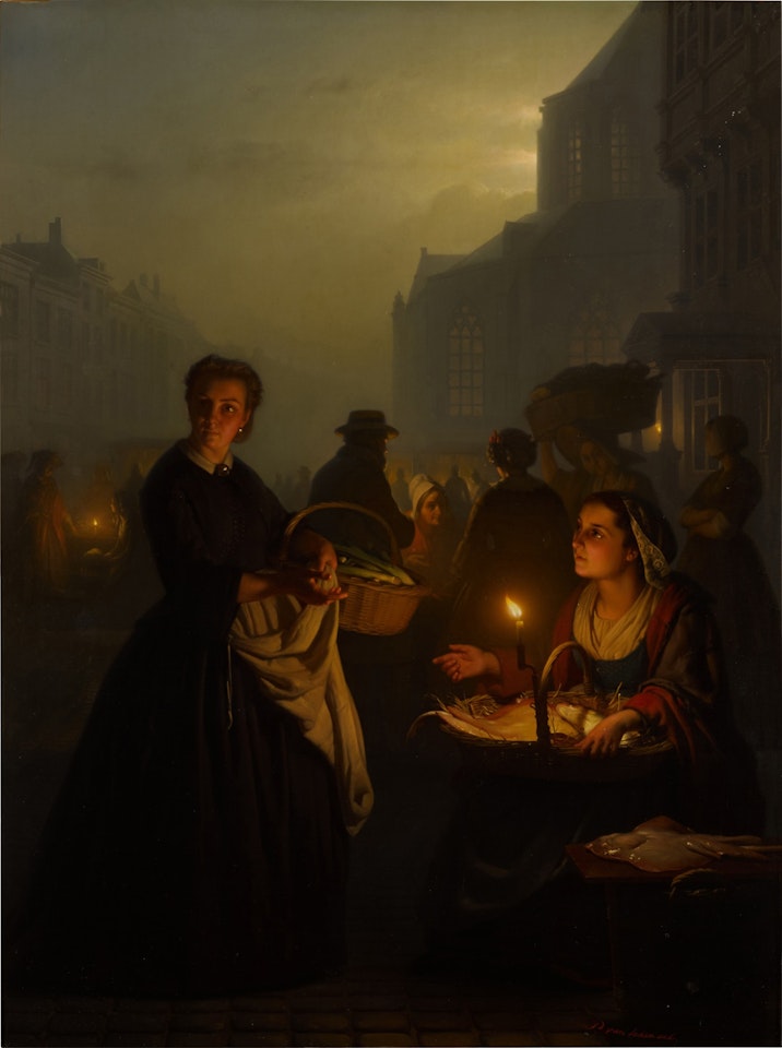 Fish Market at the Sint-Jacobskerk by Petrus van Schendel