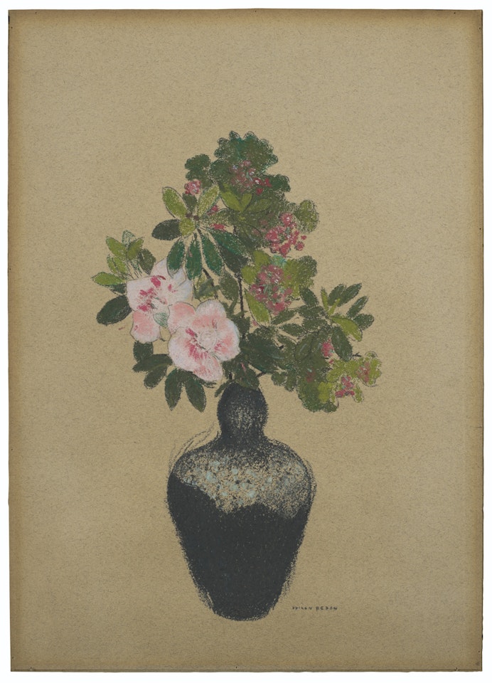 Bouquet de fleurs roses by Odilon Redon