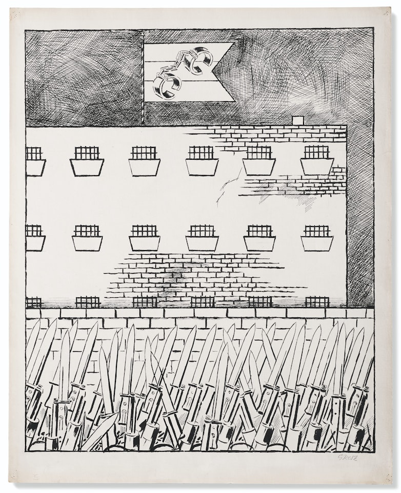 Die Zuchthaus-Republik (recto) ; Étude de politiciens et prisonniers (verso) by George Grosz