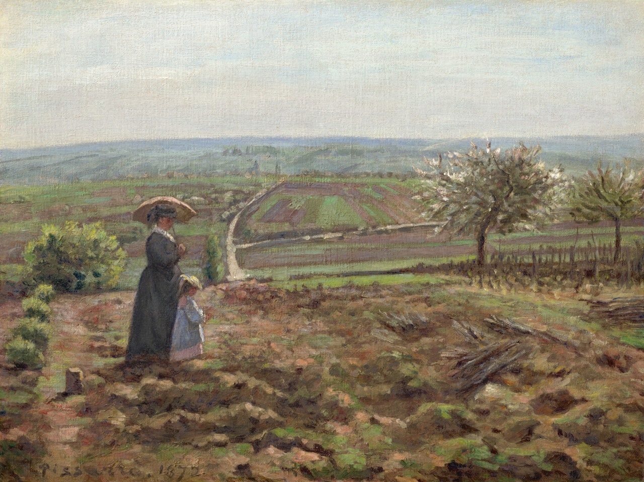 La route de Rouen, les hauteurs de l'Hautil, Pontoise by Camille Pissarro
