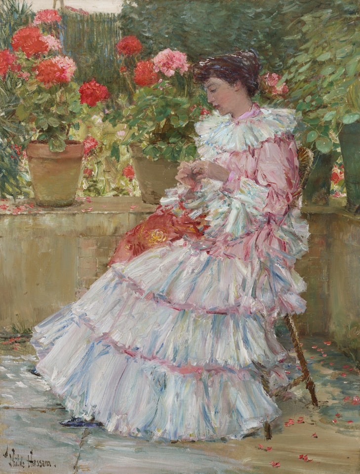 Geraniums by Childe Hassam