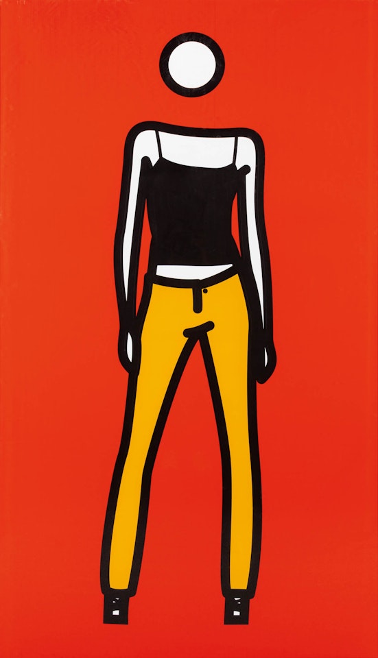 Woman Taking off Jeans 3 by Julian Opie