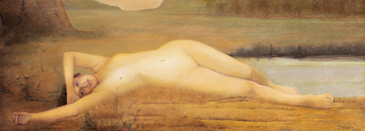 Reclining Nude in a Landscape. by Joseph Henry Sharp