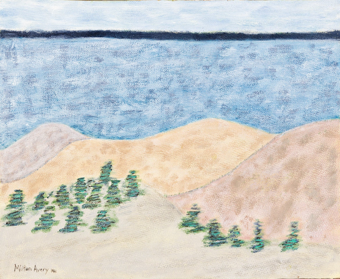 Landscape with Hills and Pine Trees. by Milton Avery