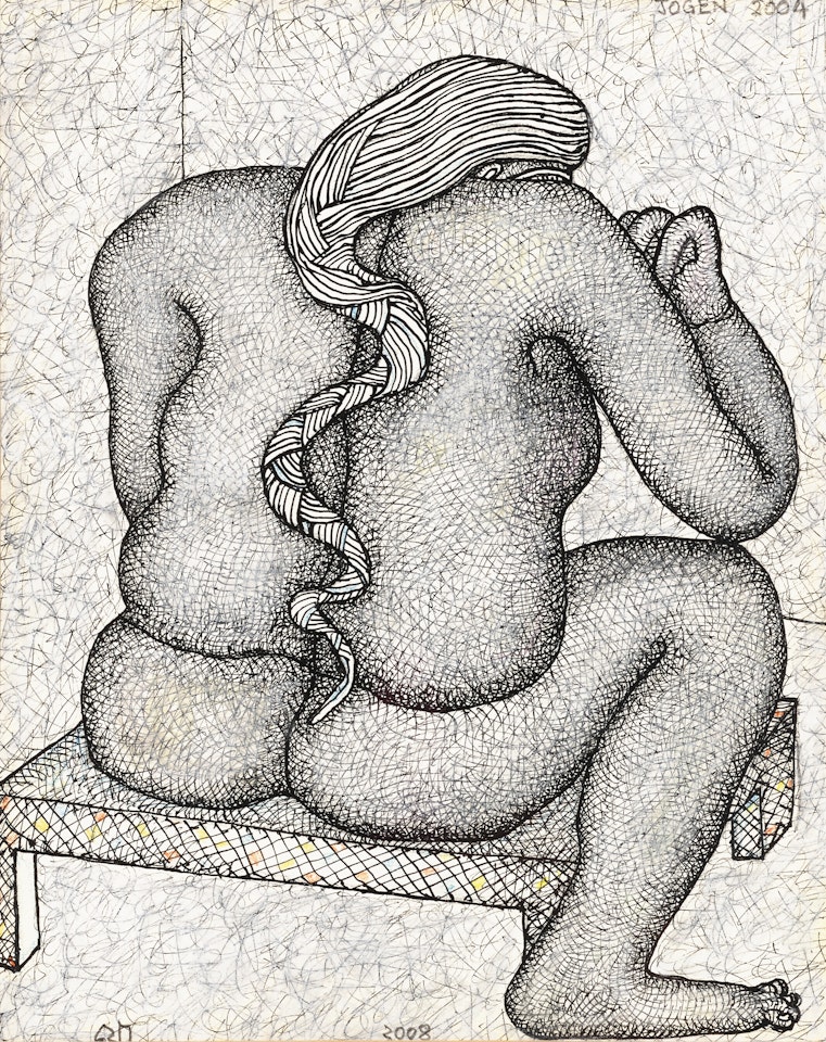 Woman (Nude) on Charpoy by Jogen Chowdhury