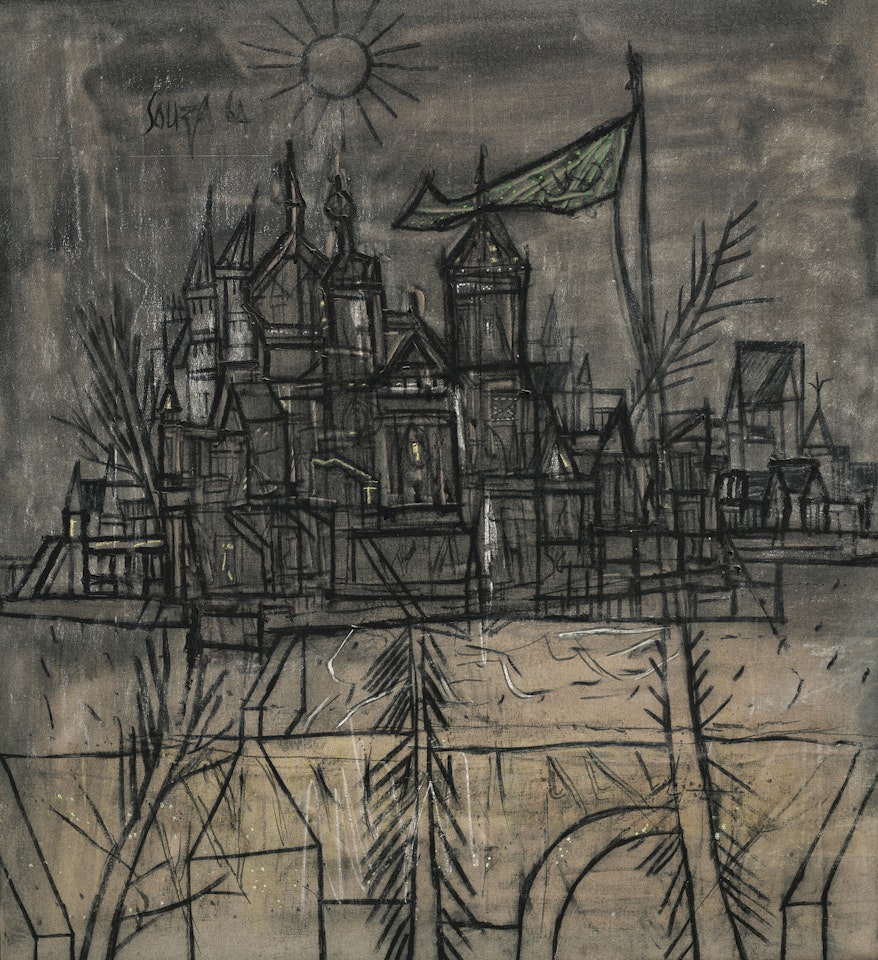 Untitled (Citadel with Flag) by Francis Newton Souza