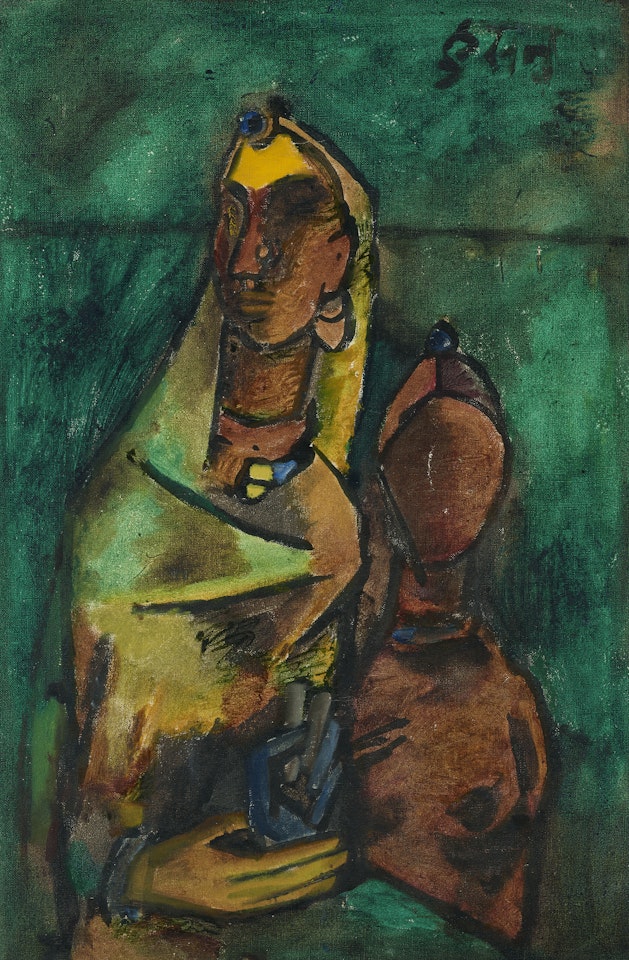 Untitled (Mother and Daughter) by M.F. Husain