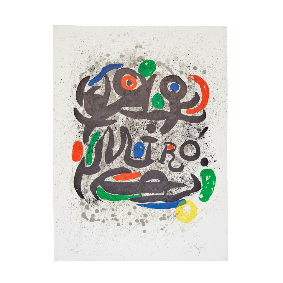Lithograph in colors on Rives BFK paper, signed in pencil and numbered 75/75 (from the edition of 75 before lettering), published by Galerie Gérald Cramer, Geneva, printed by Arte Adrien Maeght, Paris, the full sheet. by Joan Miró