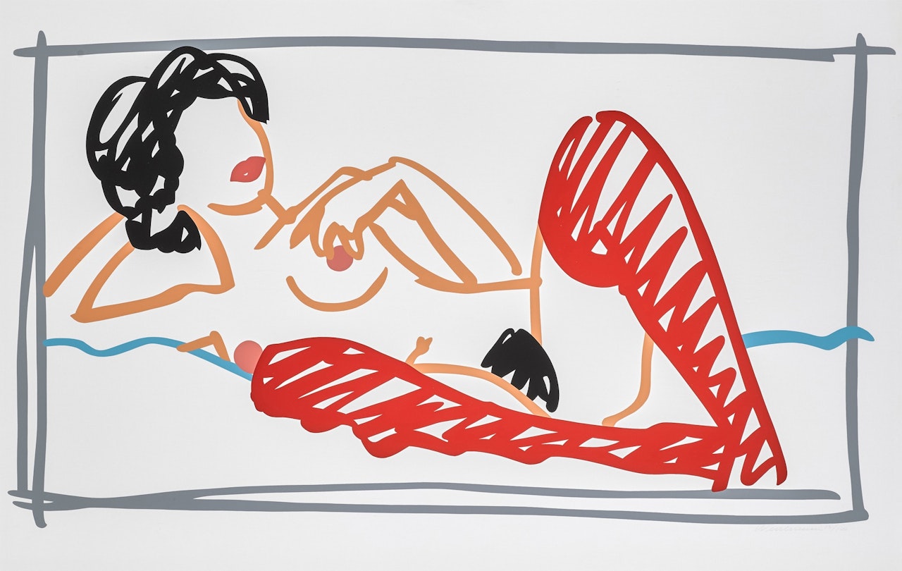 Fast Sketch Red Stocking Nude by Tom Wesselmann