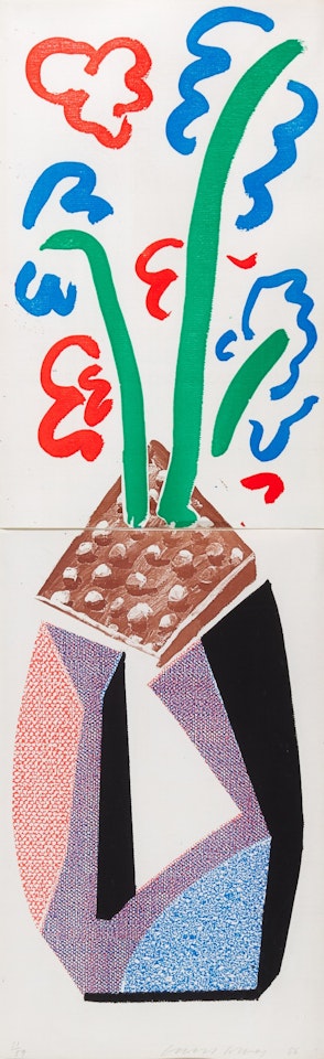 Red, Blue & Green Flowers, July 1986 (MCA Tokyo 300) by David Hockney