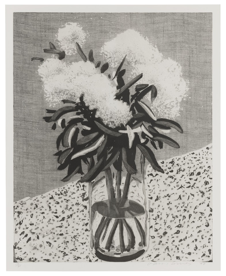 Peonies in a Glass Vase by David Hockney