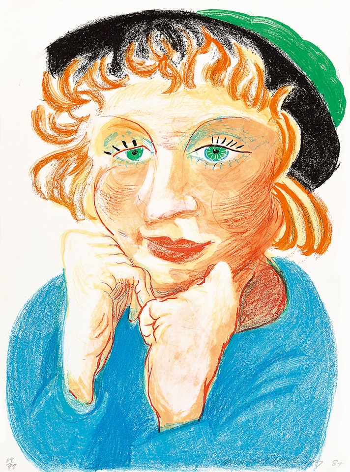 Celia with Green Hat by David Hockney