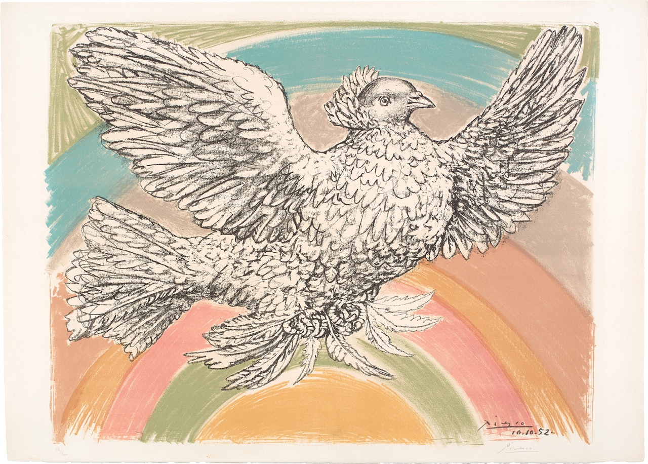 Colombe volant (à l'arc-en-ciel) (Flying Dove in a Rainbow) (Bl. 712, M. 214) by Pablo Picasso