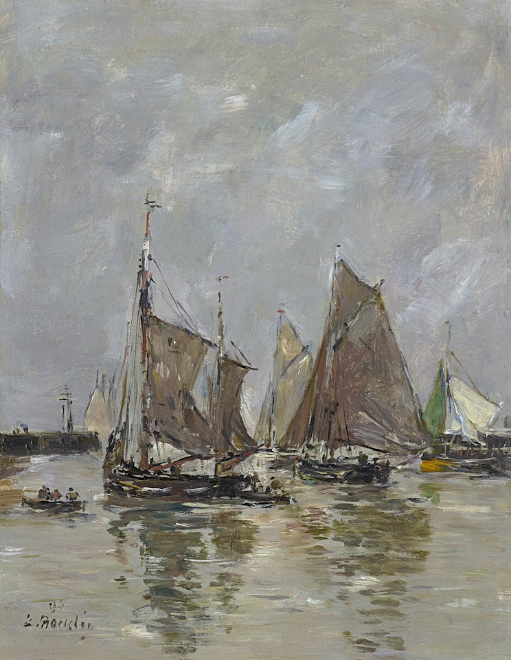 Trouville, l'appareillage des sardiniers by Eugène Boudin