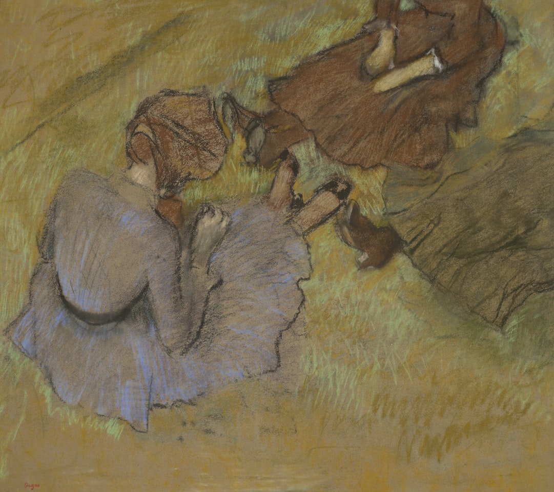 Femmes assises sur l'herbe by Edgar Degas