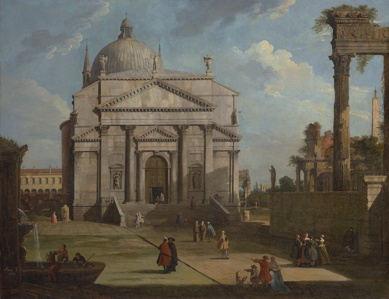 A capriccio with the church of the Redentore by Canaletto