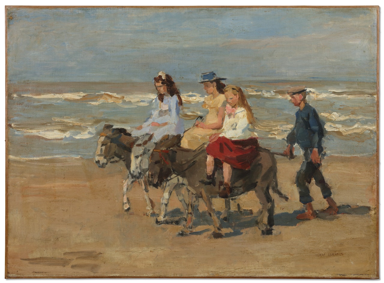 A donkey ride on the beach of Scheveningen by Isaac Israels