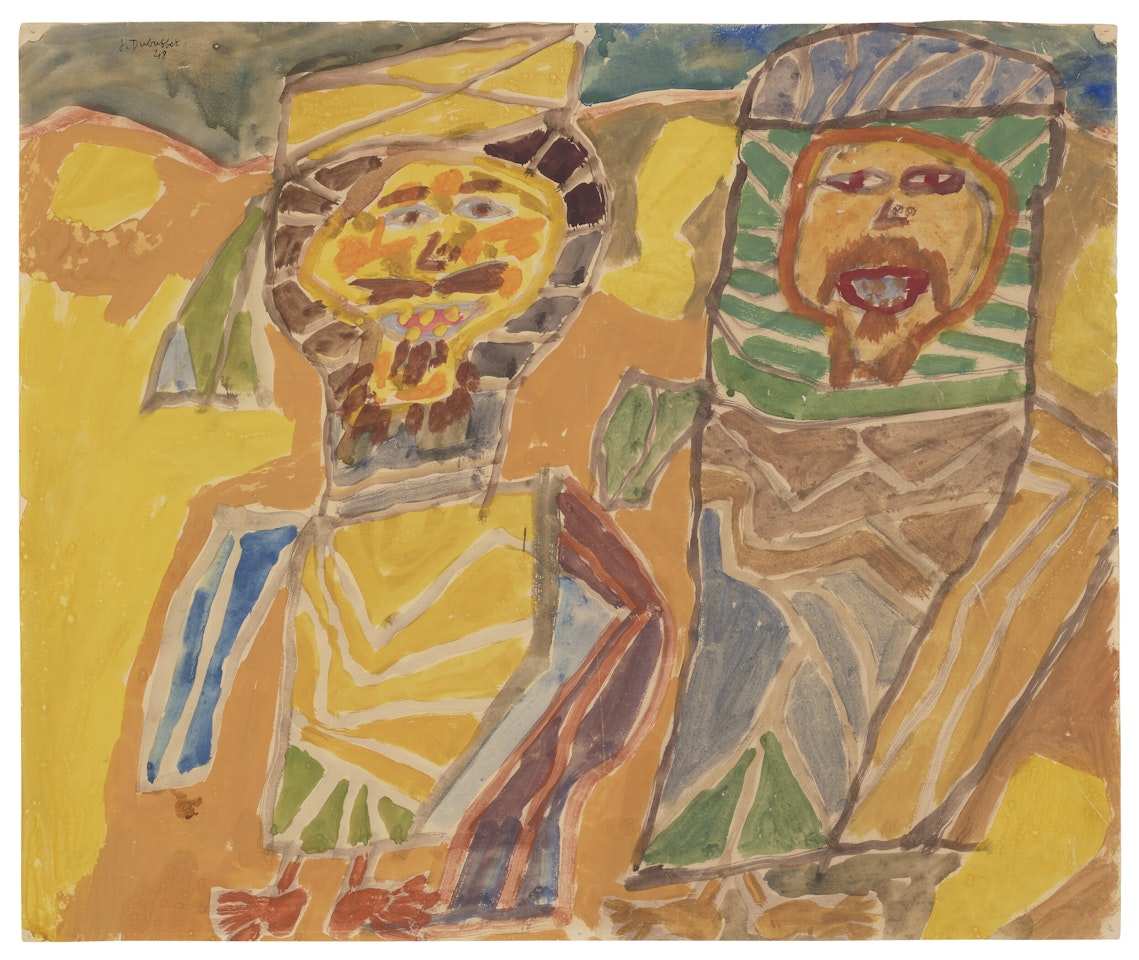 Deux arabes et déserteurs jaune by Jean Dubuffet