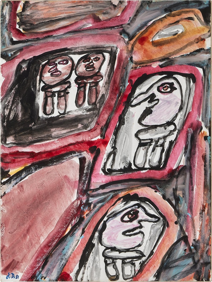 Site avec 4 personnages by Jean Dubuffet