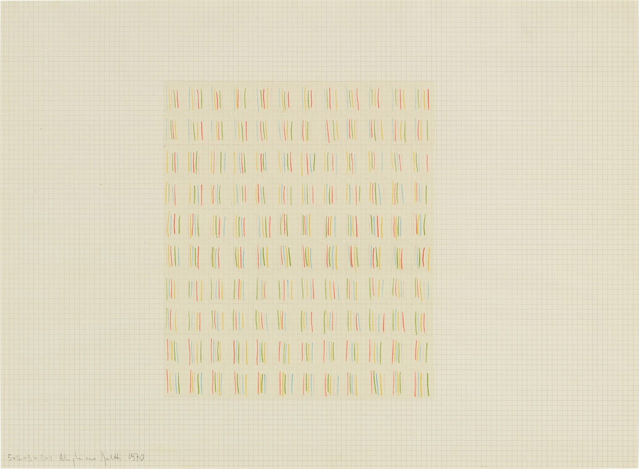 5 x 4 x 3 x 2 x 1 by Alighiero Boetti