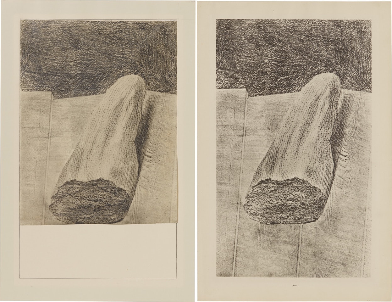 Two works: (i) Le pain vacciné (template for 'Histoire Naturelle', sheet XXIII); (ii) Le pain vacciné by Max Ernst