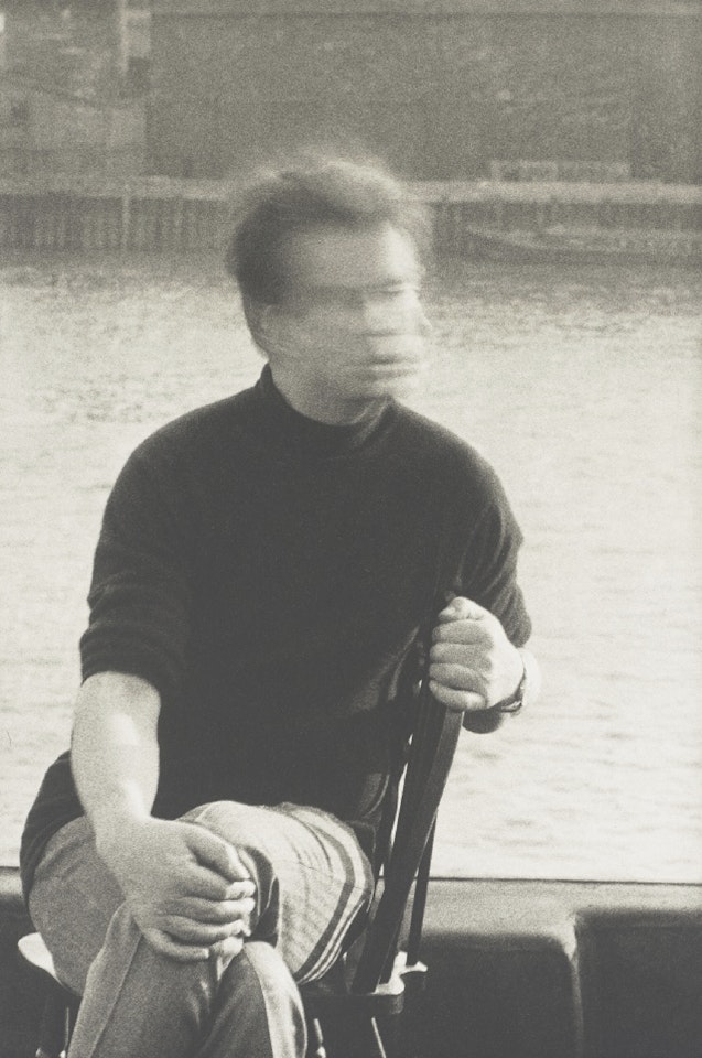 Francis Bacon on his roof at 80 Narrow Street, London, March by Peter Beard