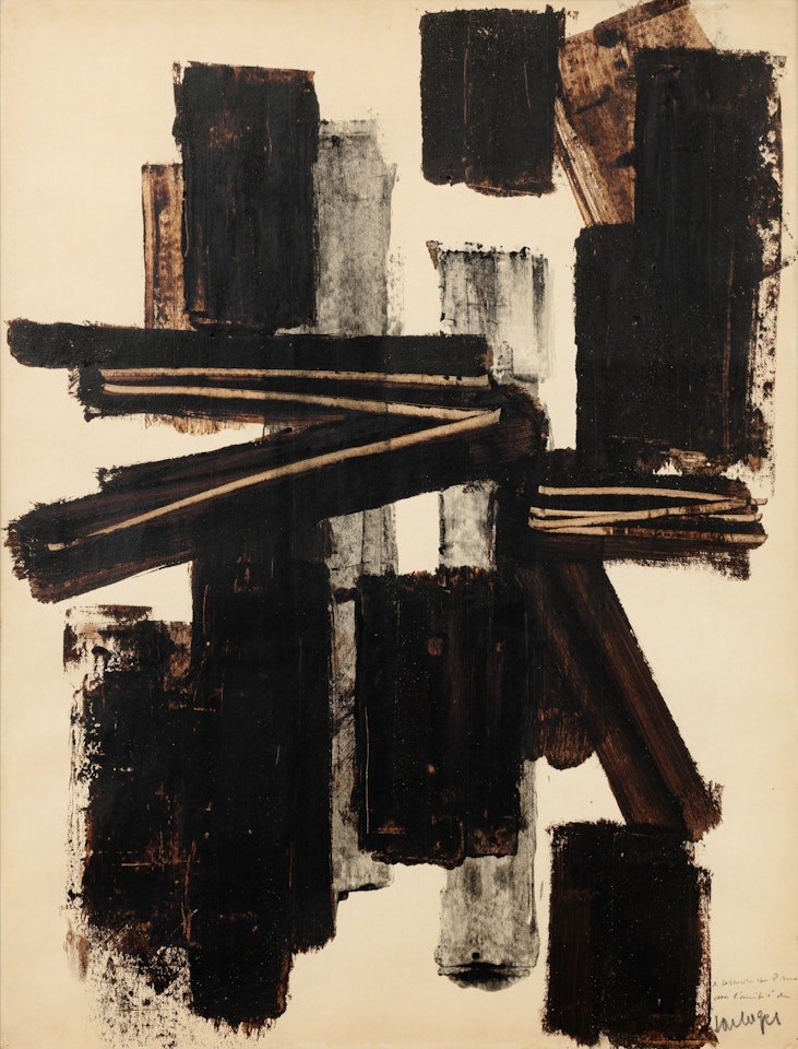 Brou de noix sur papier, 64 x 49,5 cm, 1950 by Pierre Soulages