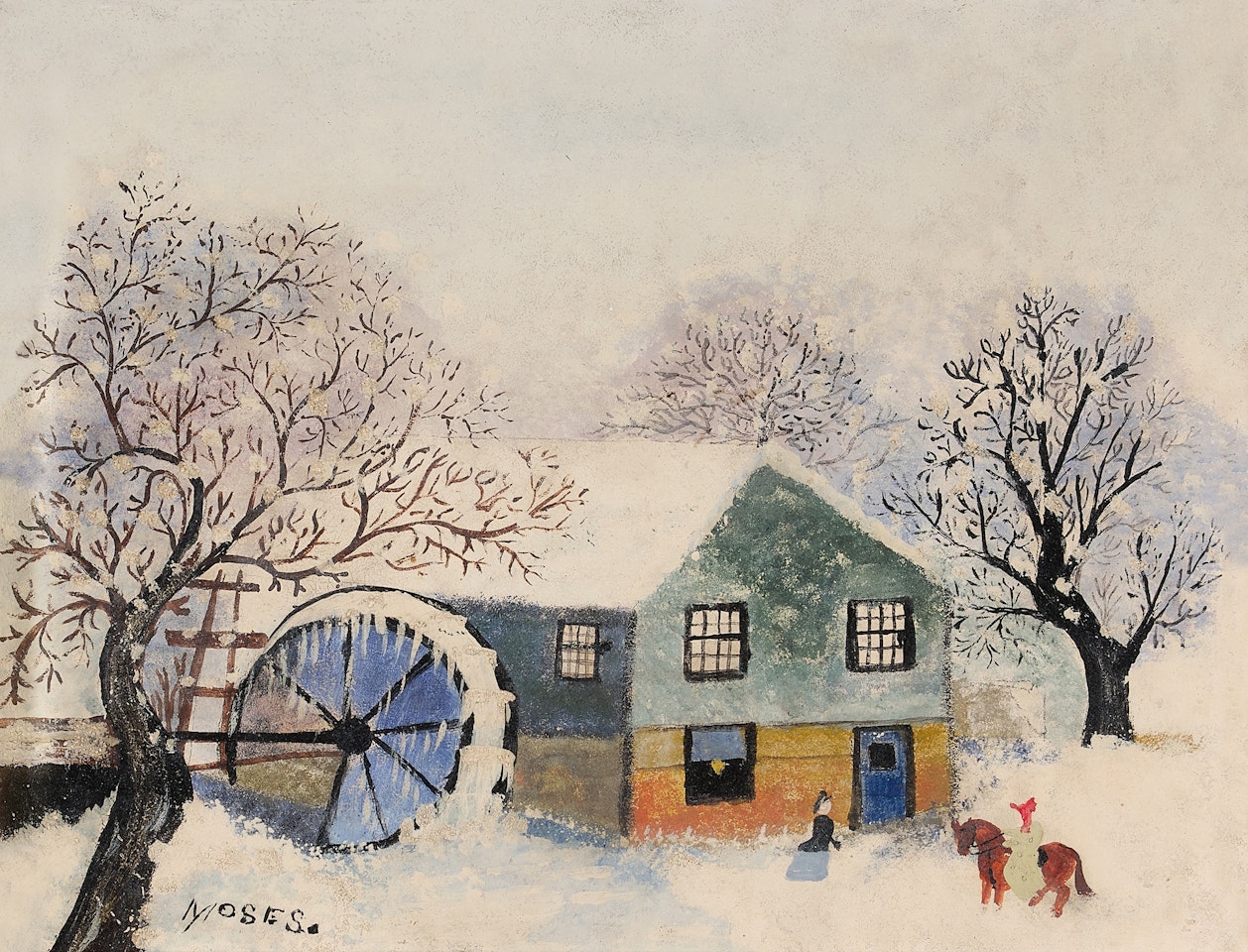 An Old Mill in Winter by Grandma Moses