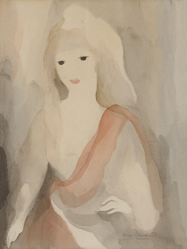 Jeune femme à l'écharpe rose by Marie Laurencin