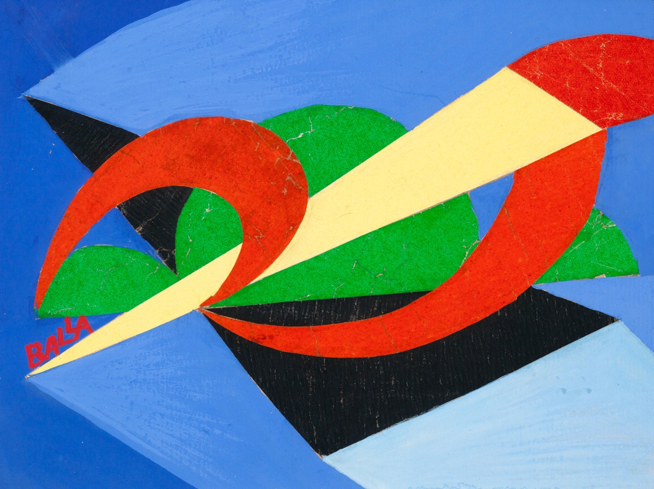 Linea di velocità + paesaggio by Giacomo Balla