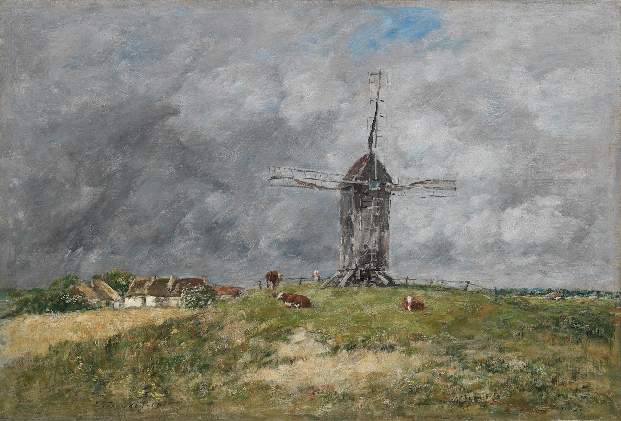 Cayeux. Moulin dans la campagne le matin by Eugène Boudin