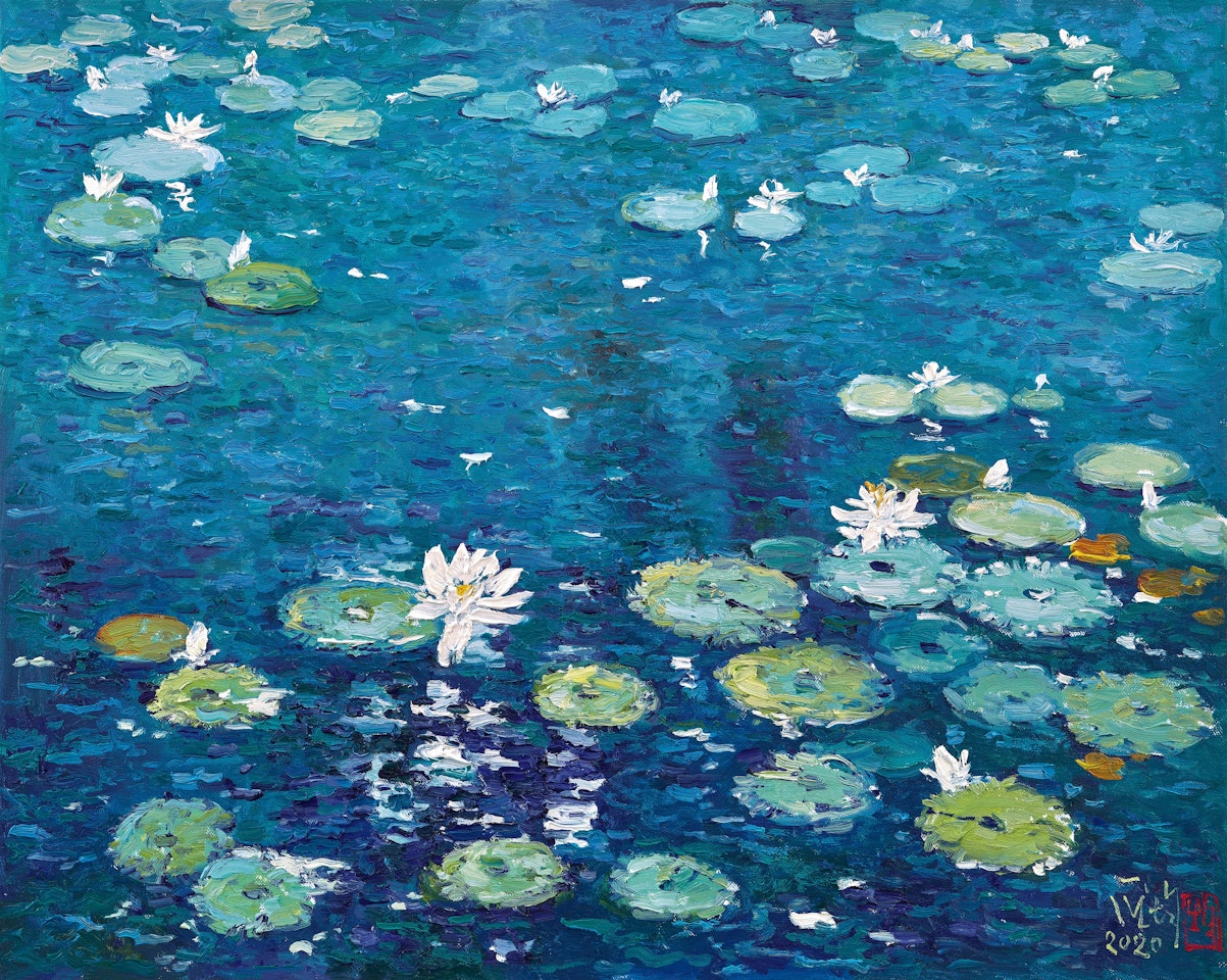 Pond in Moon Night by Pang Jiun