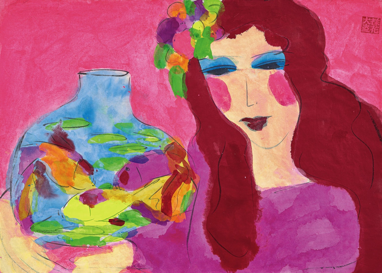 Lady and Goldfish by Walasse Ting